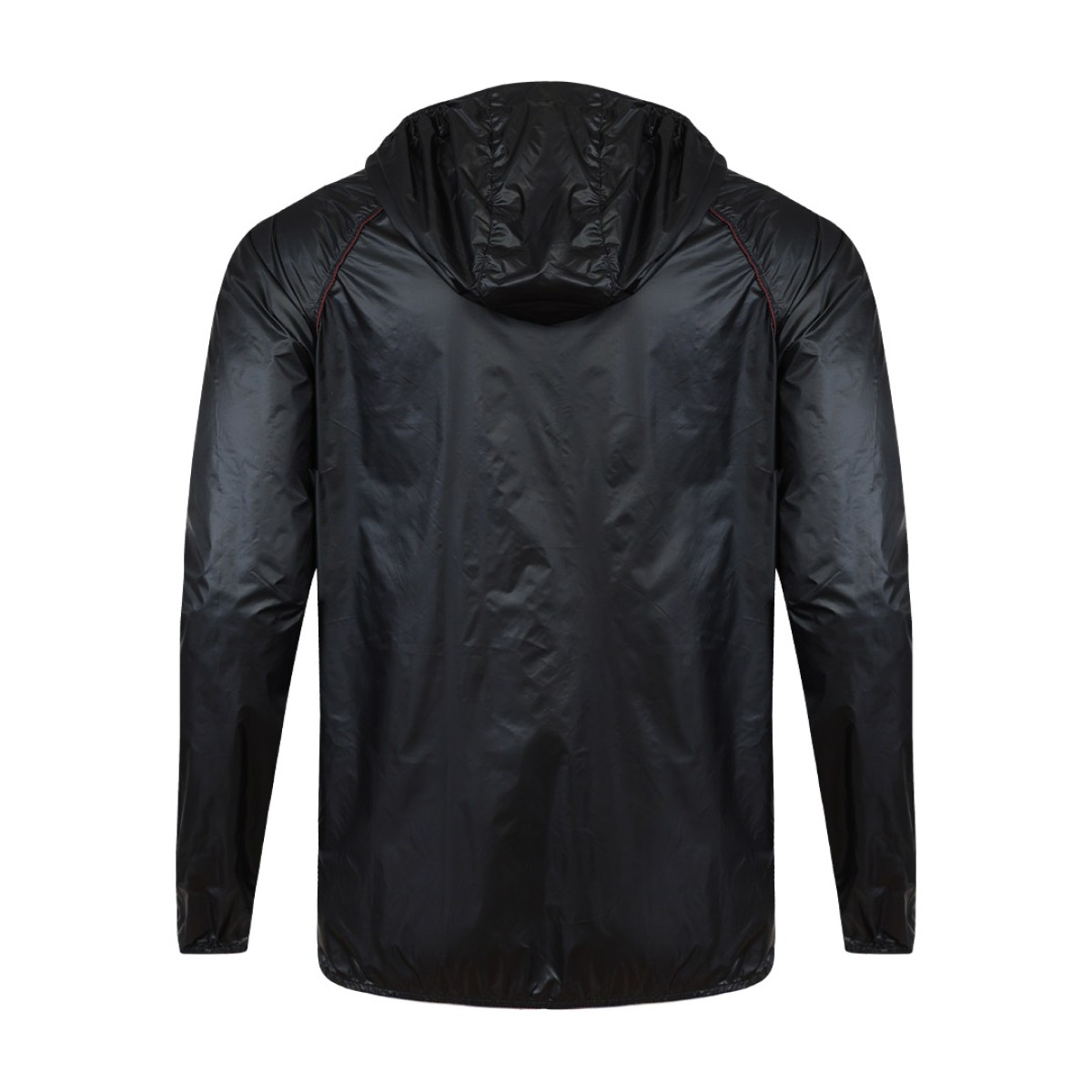 Front-facing view of a lightweight, white unisex hooded windcheater jacket. It highlights a sleek black central zipper, comfortable raglan sleeves, and practical side pockets, making it a perfect casual outer layer for summer wear jacket 1