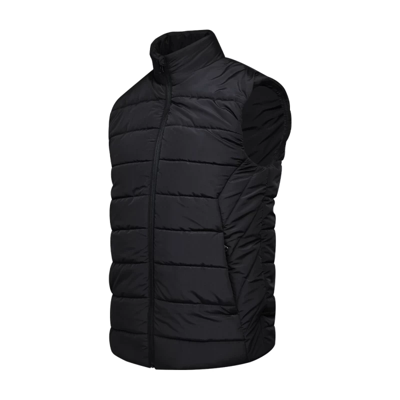 Classic Puffer Half Jacket – Black Quilted Sleeveless Winter Jacket with High Collar and Front Zip 0