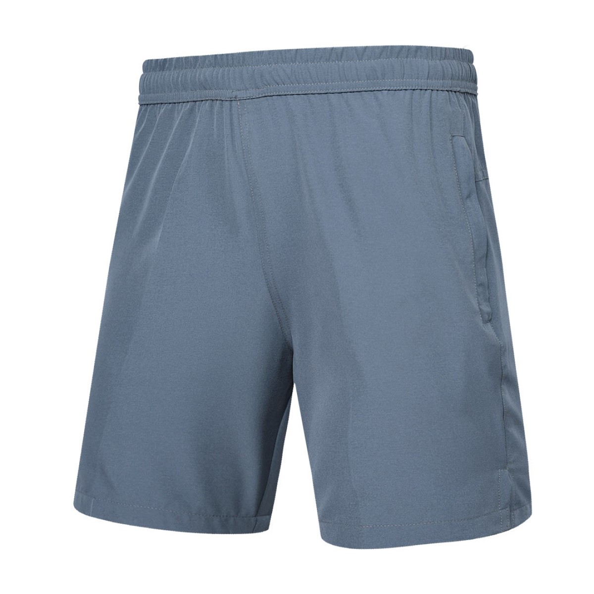 Detail shot of a man wearing comfortable grey-blue KTM CTY Aerfofit half pants, shorts, featuring a secure zip pocket and small side slits at the hem for ease of movement 2