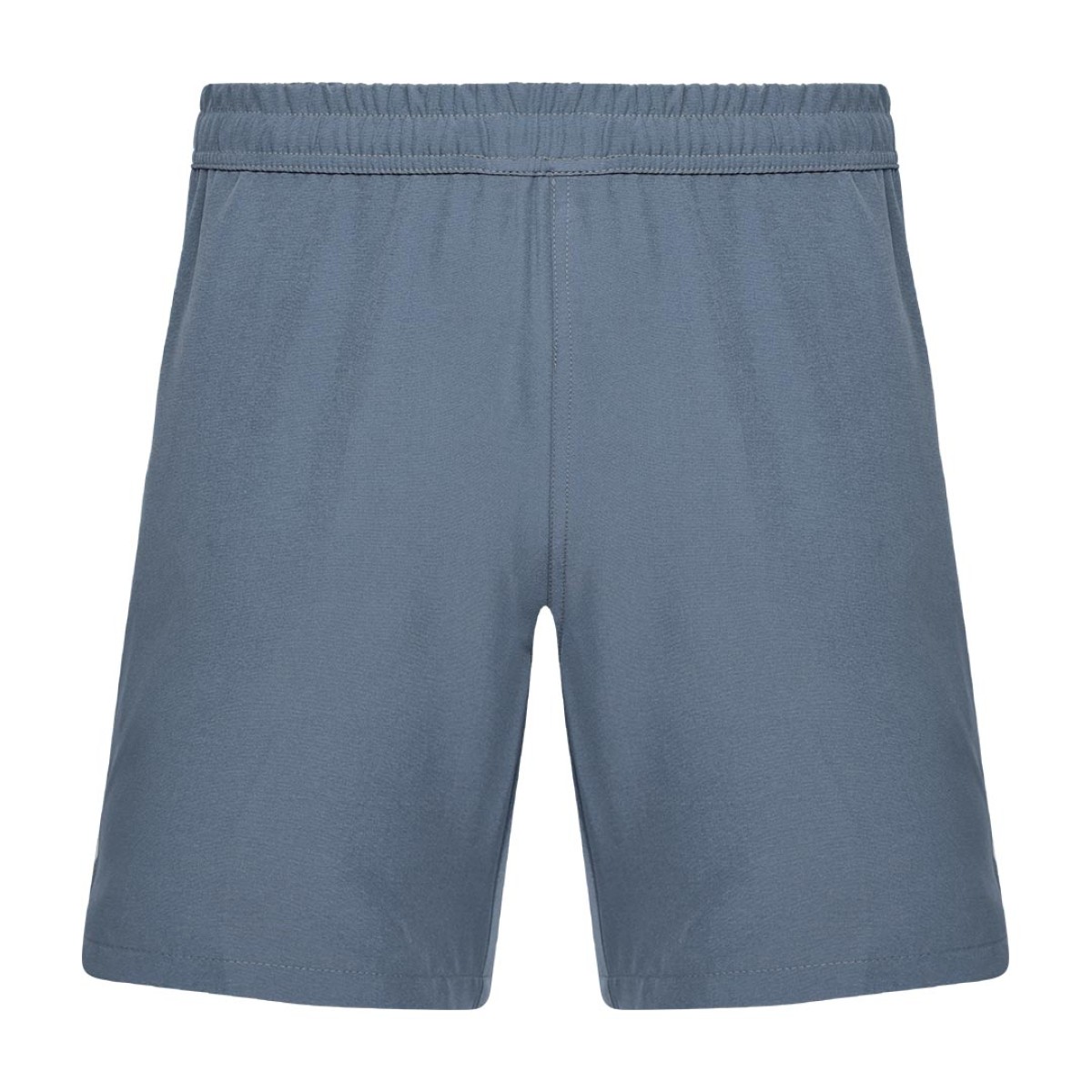 Detail shot of a man wearing comfortable grey-blue KTM CTY Aerfofit half pants, shorts, featuring a secure zip pocket and small side slits at the hem for ease of movement 1