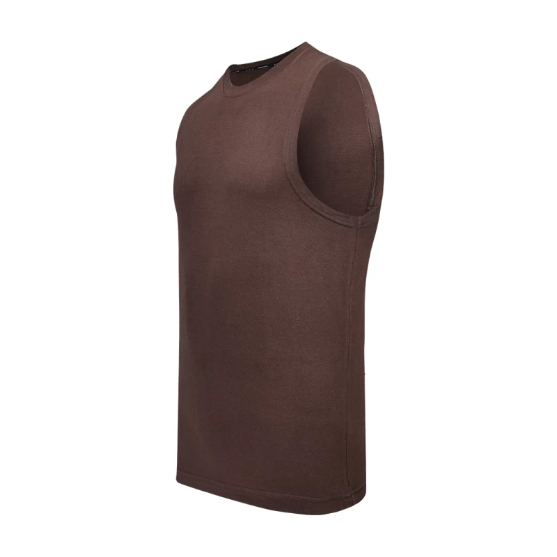 A female model in a black tank top and a male model in a brown tank top wearing the unisex KTM CTY Aerolite Tanktop, styled with sunglasses for a casual summer activewear look. 4