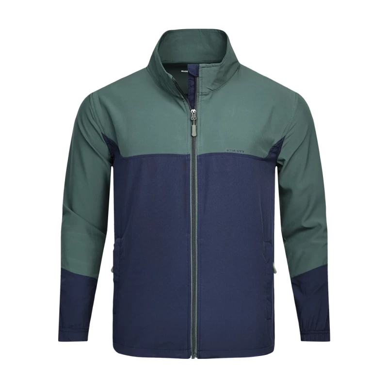 KTM CTY Green and Navy Color-Block Windcheater Jacket with Full-Zip Front and Stand Collar