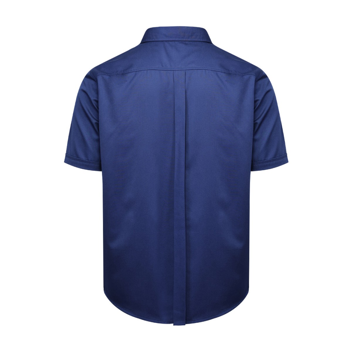 A male model showcasing a relaxed, comfortable fit in the dark blue KTM CTY oversize half sleeve button-down shirt, made from a breathable casual cotton fabric 1