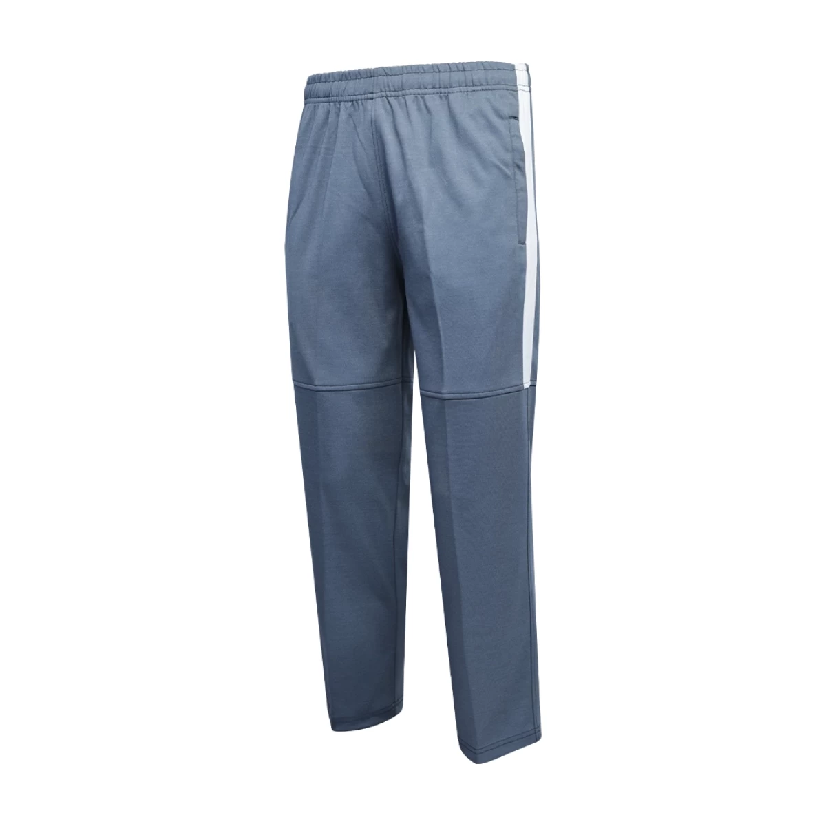 close-up of a person wearing black KTM CTY Strike Track Trousers featuring a bold white side stripe on the upper leg 1