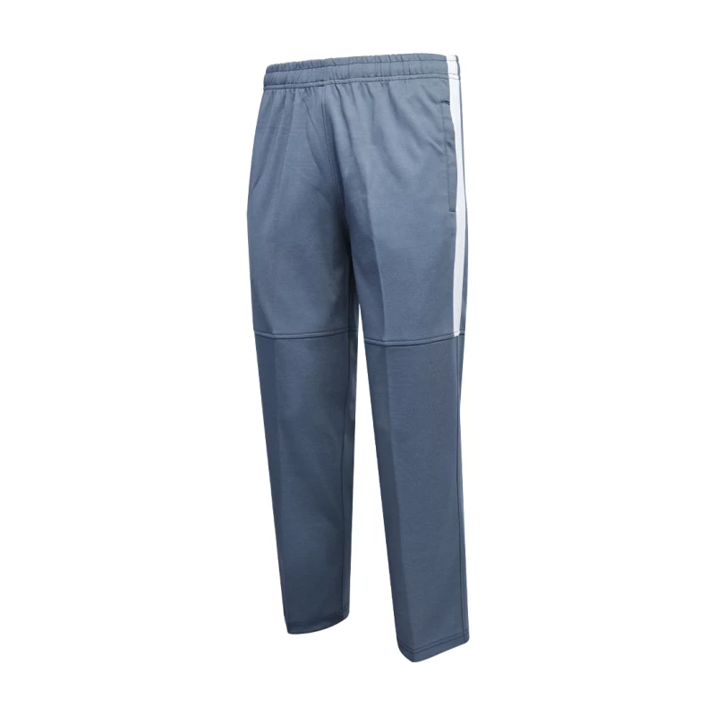 close-up of a person wearing black KTM CTY Strike Track Trousers featuring a bold white side stripe on the upper leg 1