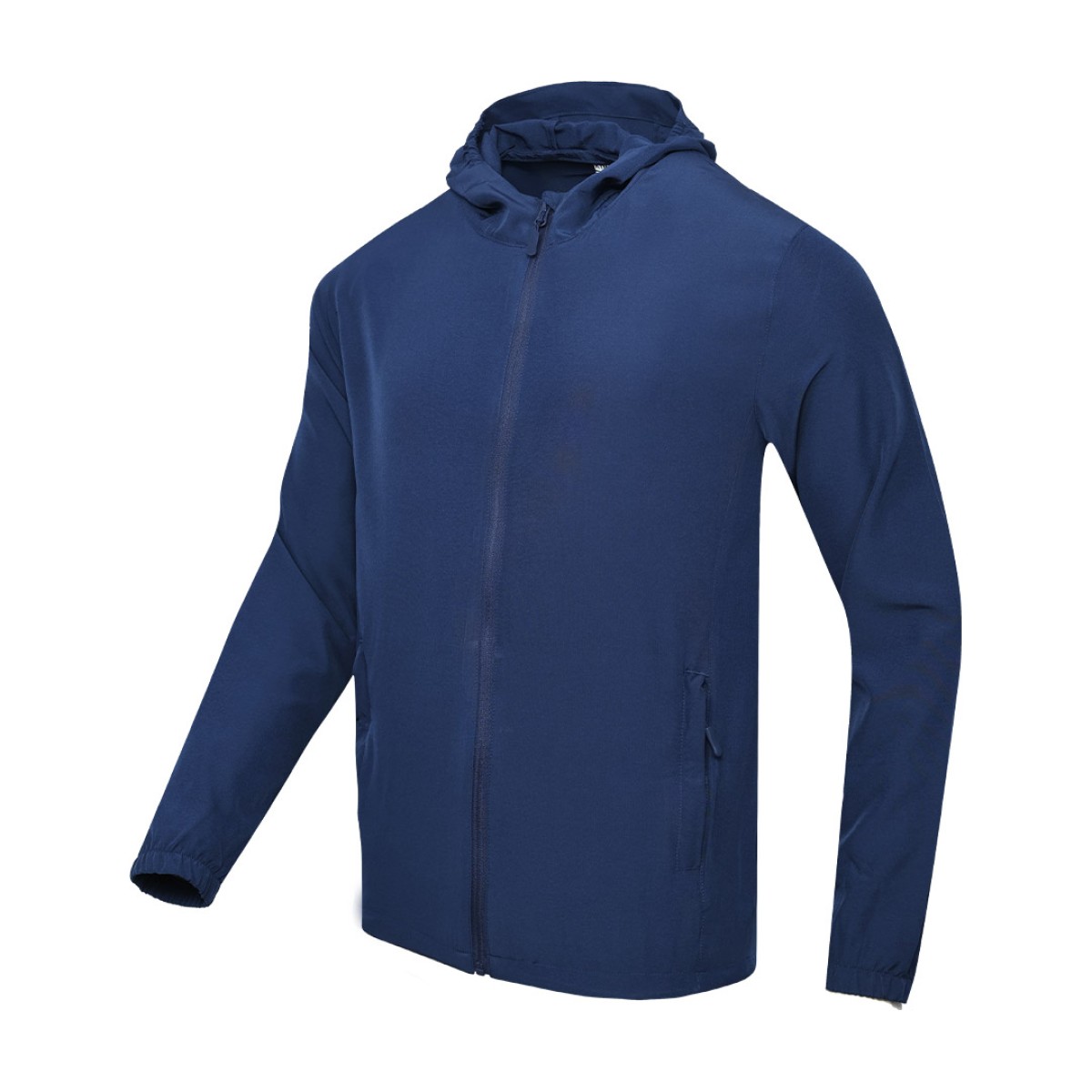 Male model wearing a light grey KTM CTY Swiftlayer Summer Wear Windcheater, a lightweight zip-up Windguard jacket featuring a hood, elastic cuffs, men's windproof windcheater for bike riding 2