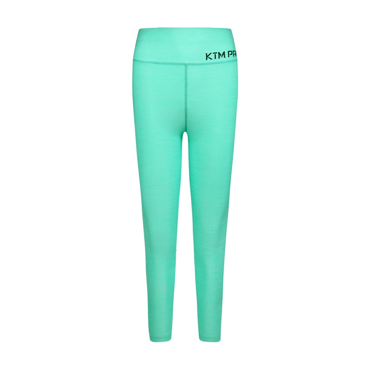 KTM PRO mint green high waisted leggings worn by female model during workout or at gym paired with black crop top and sneakers on white background 0