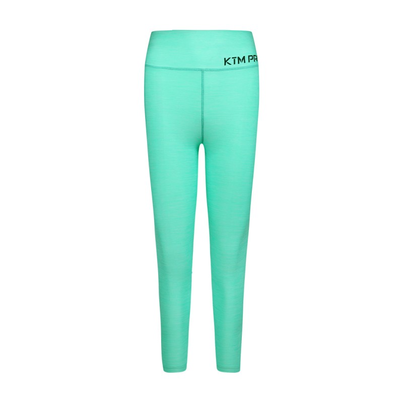 KTM PRO mint green high waisted leggings worn by female model during workout or at gym paired with black crop top and sneakers on white background 0