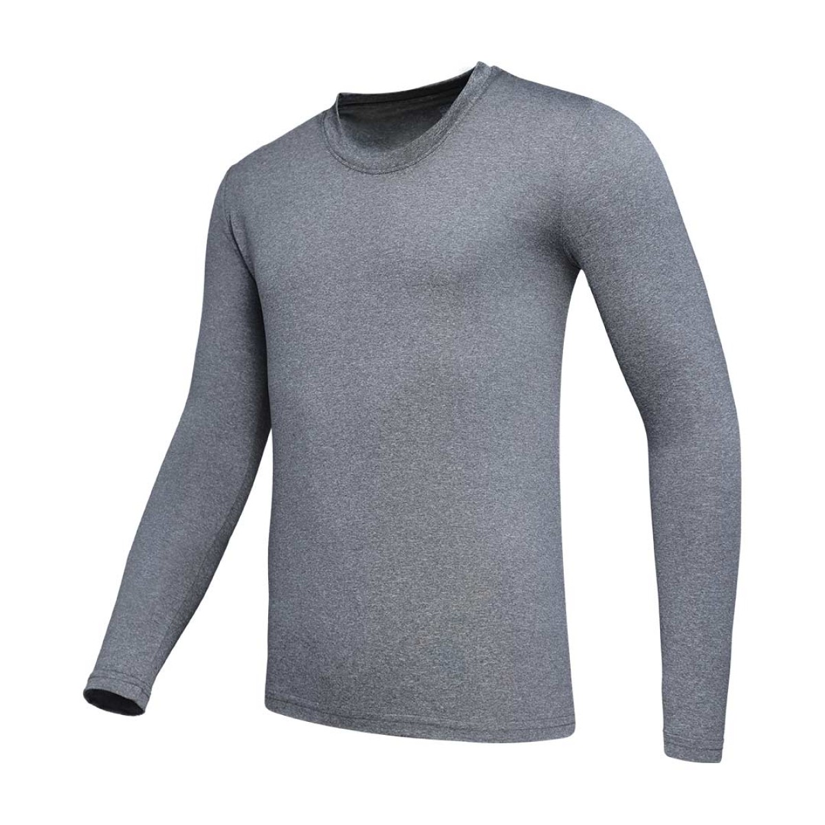 A solid grey classic long-sleeve crew neck t-shirt by KTMCTY. Shown flat, the image highlights the breathable, lightweight fabric that makes this simple shirt perfect for casual summer wear 0