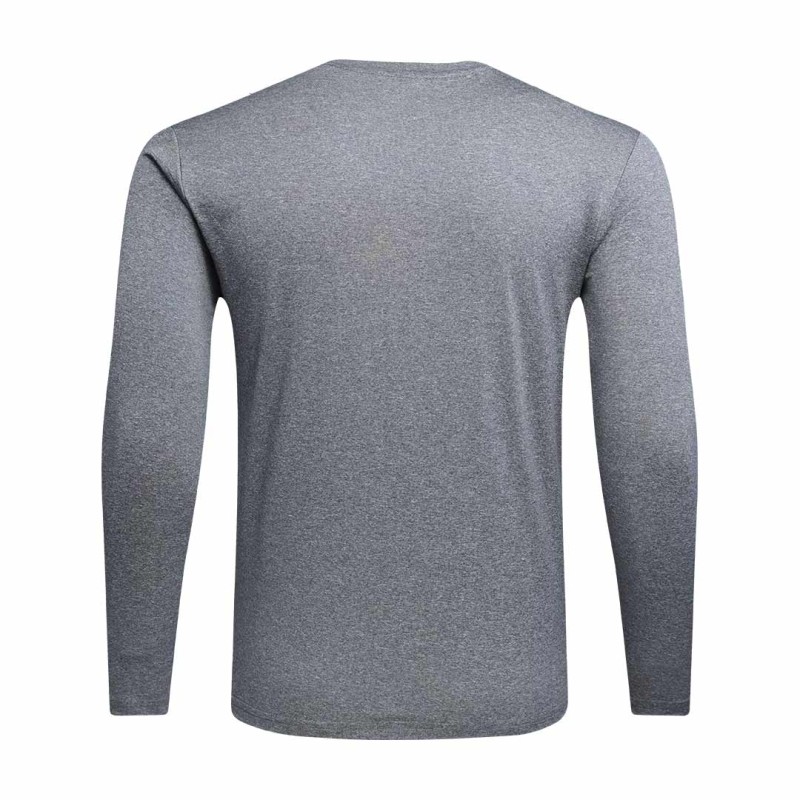 A solid grey classic long-sleeve crew neck t-shirt by KTMCTY. Shown flat, the image highlights the breathable, lightweight fabric that makes this simple shirt perfect for casual summer wear 1