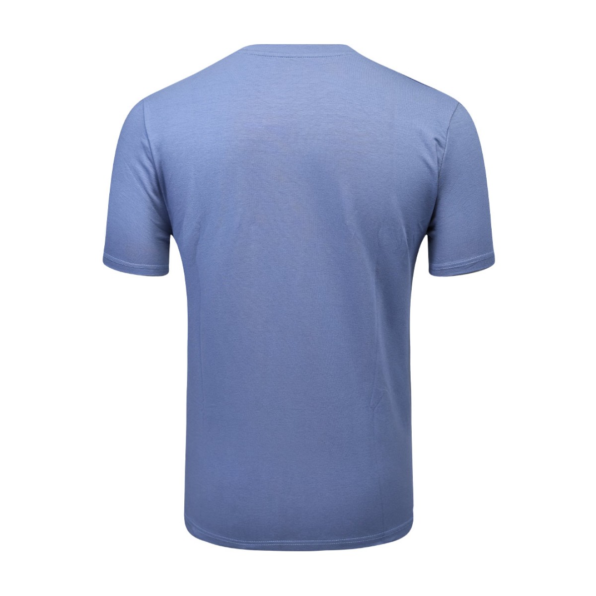 A close-up shot of the mid dark blue green KTMCTY Foundation Tee tshirt. The fine texture of the breathable cotton fabric is visible, along with the clean stitching of this essential summer wear t-shirt. 5