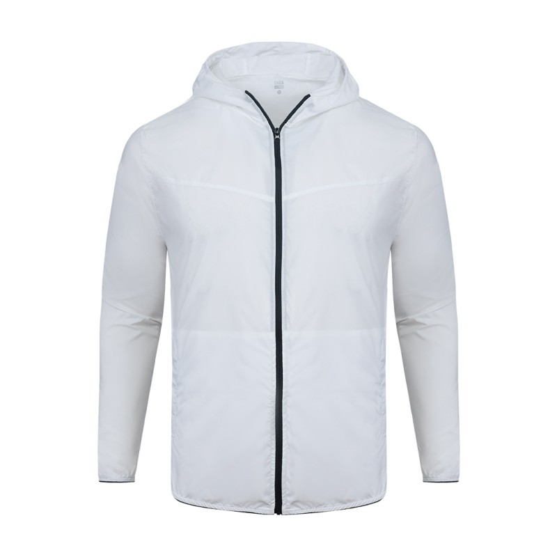 Front view of the red KTM CTY lightweight Unisex Summer Wear Windcheater, windbreaker Jacket with black zipper details, worn by a male model 1